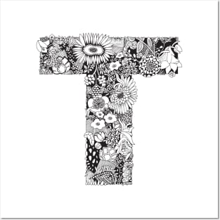 Floral Letter T Posters and Art